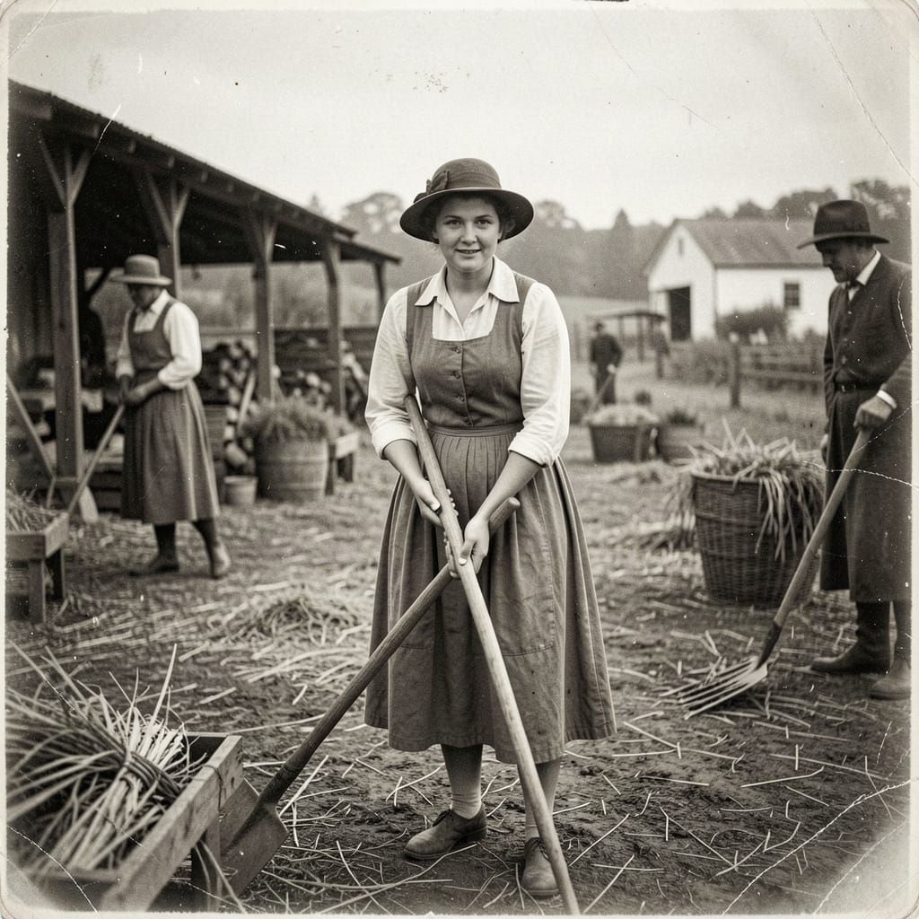 1940s Farm Harvest: Vintage Black and White Photo