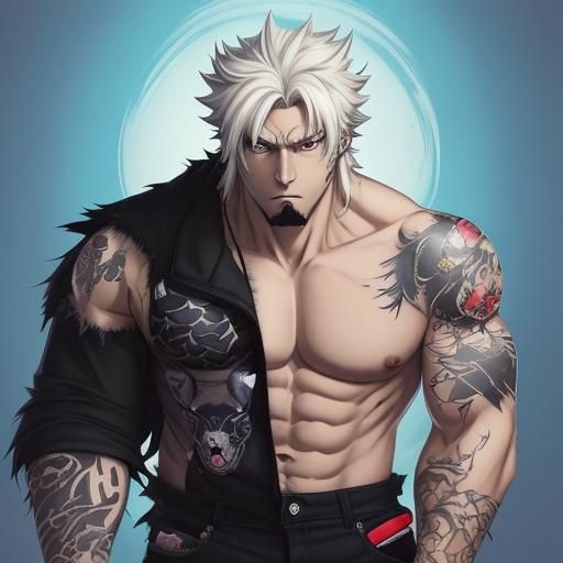 Anime Black Bear Tattoo Gamer Illustration