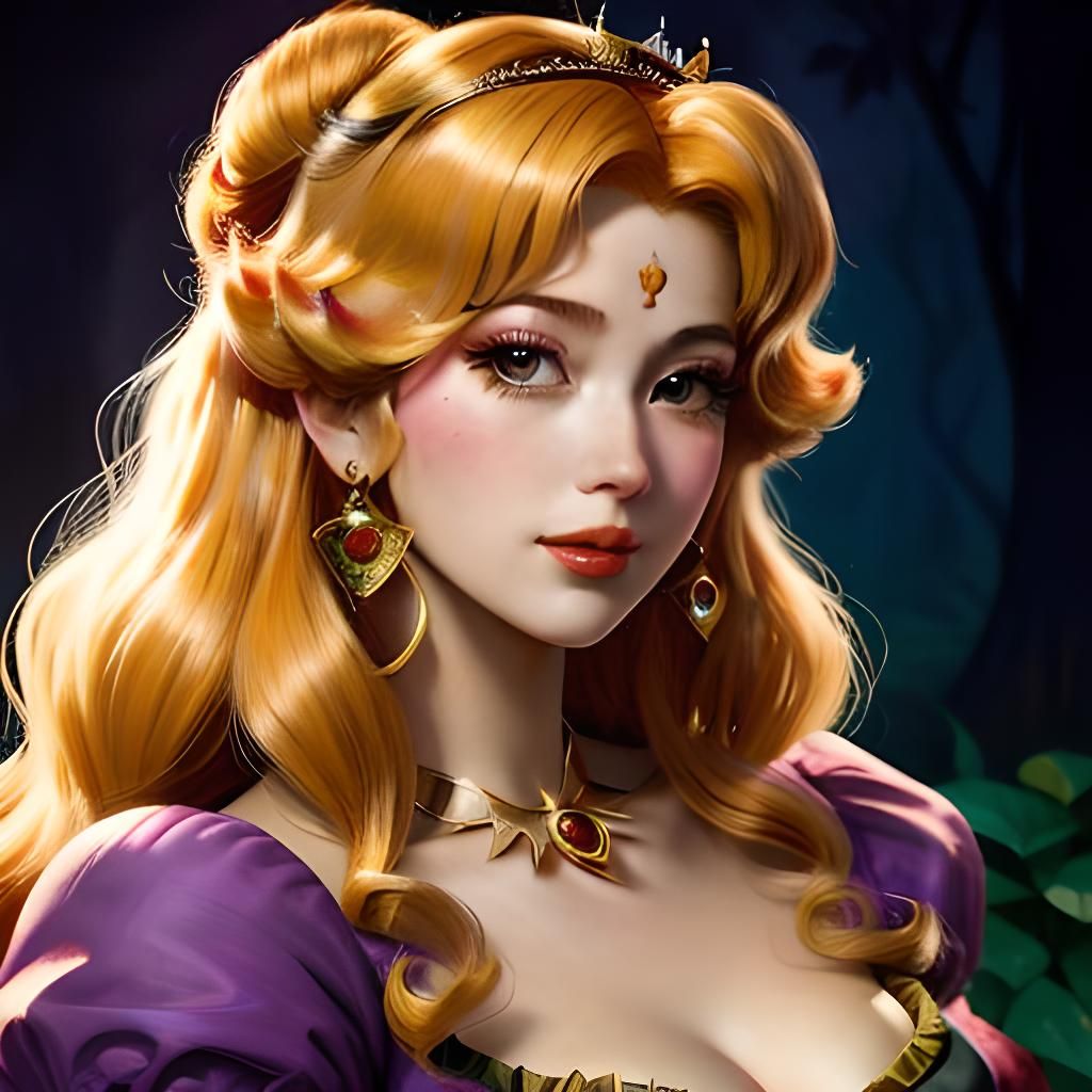 Enchanting Princess Peach in Noir Secret Garden