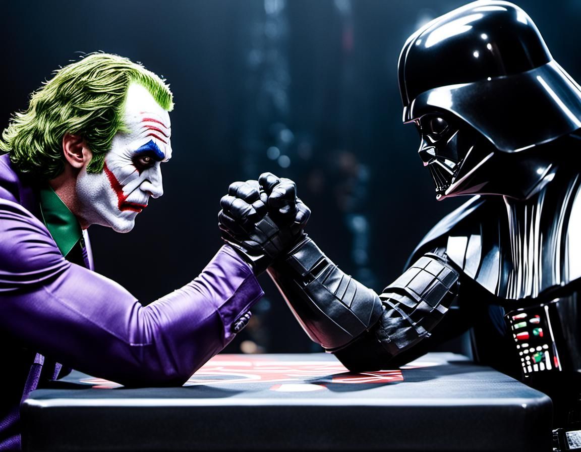 Epic Arm Wrestling Match: Joker vs. Darth Vader