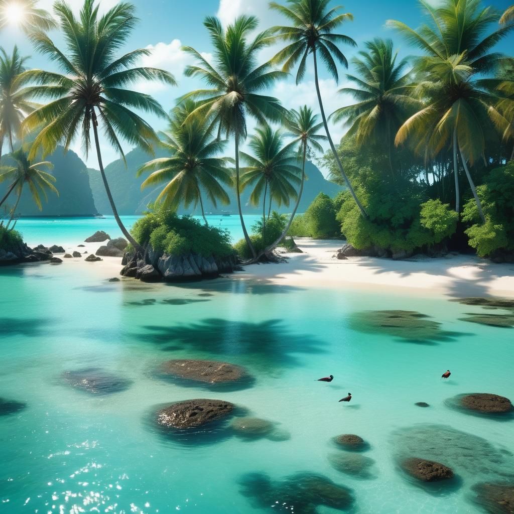 Tropical Island Paradise with Turquoise Bay