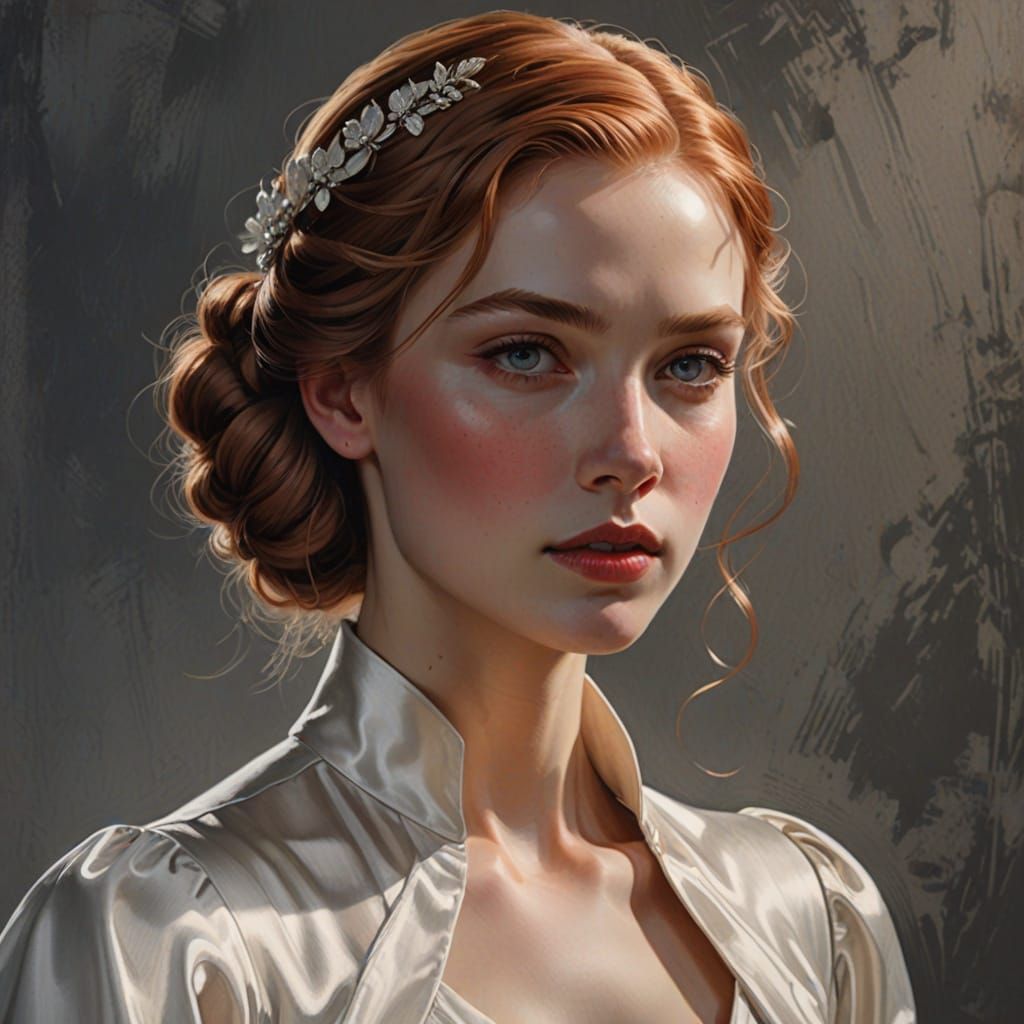 Leyendecker-Inspired Portrait of Woman in White Dress