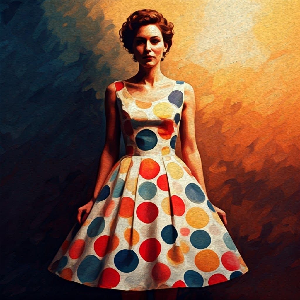 Polka Dot Dress in Gouache Style
