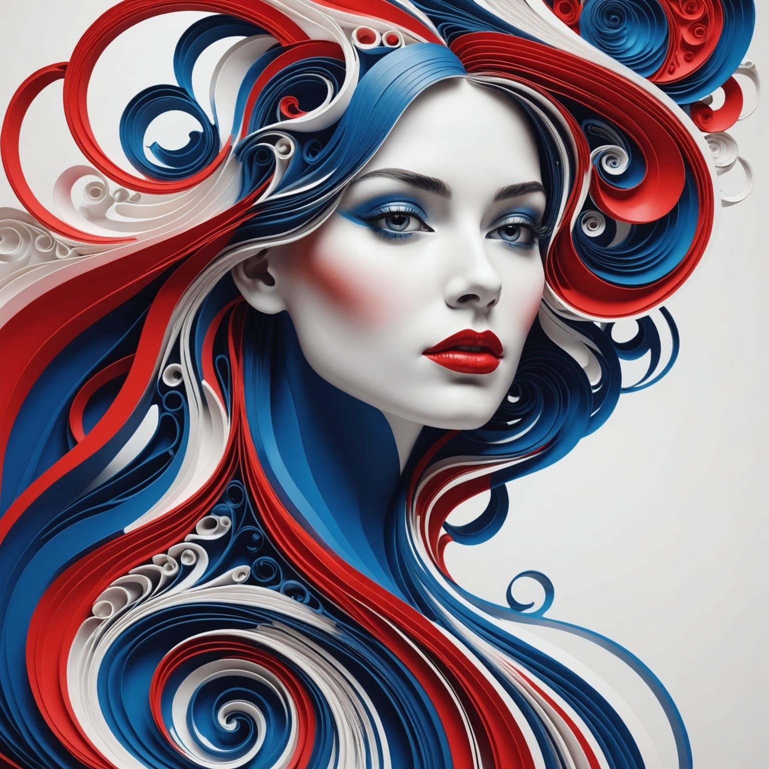 Abstract Poured Paint Portrait of Woman