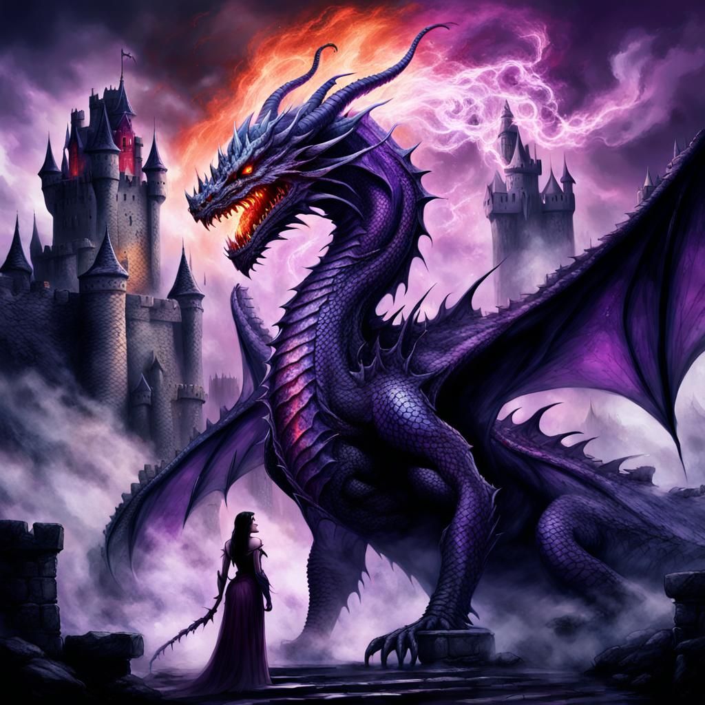 Evil Mist Dragon Stares at Elf Maiden