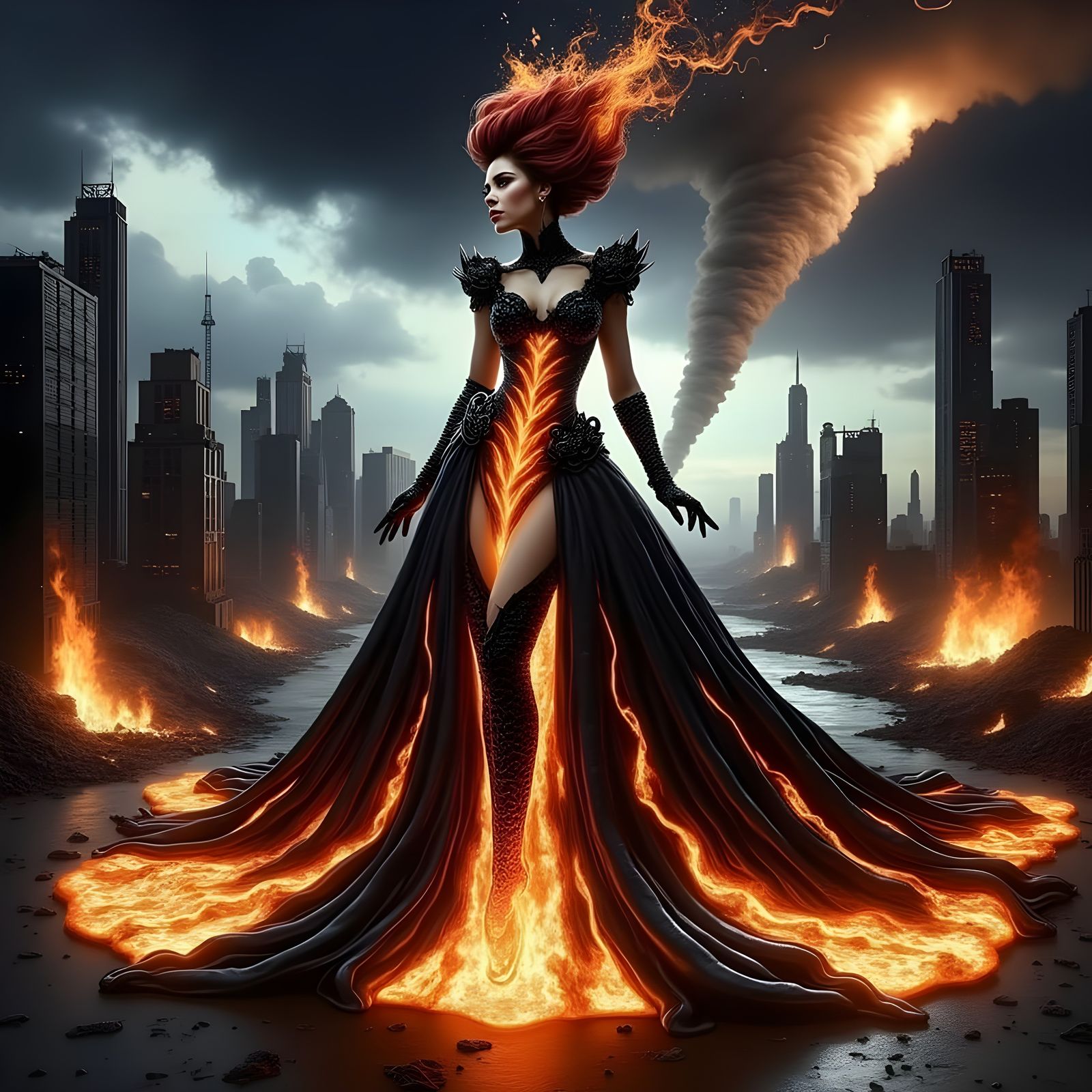 Lady Cataclysm: Supervillain in a Destroyed City