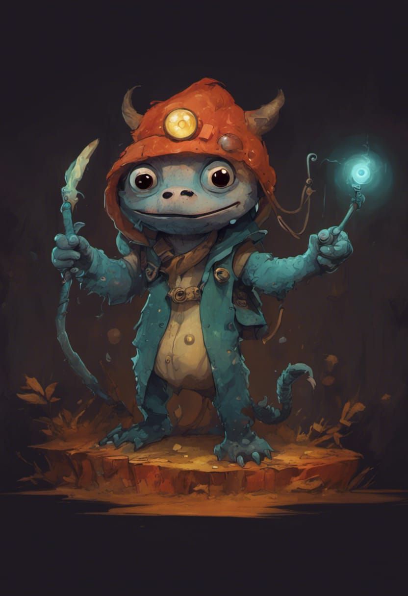 Cute Adorable Monster in Cartoon Style