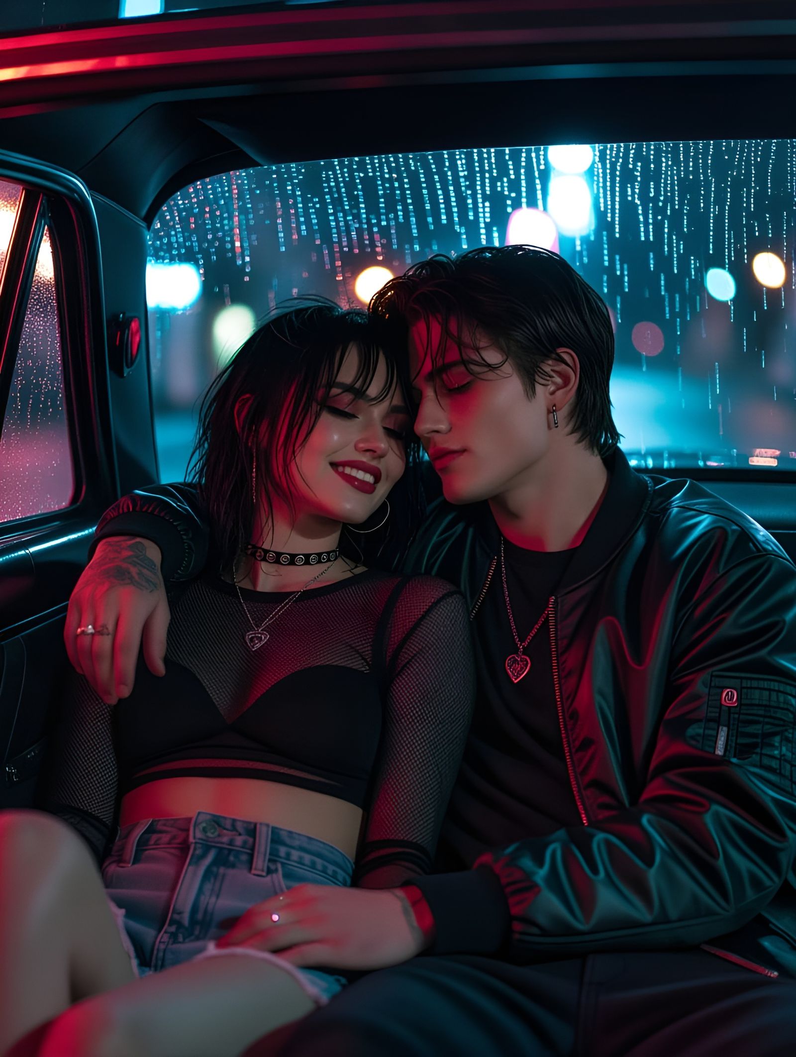 Moody Gothic Romance in a Vintage Car