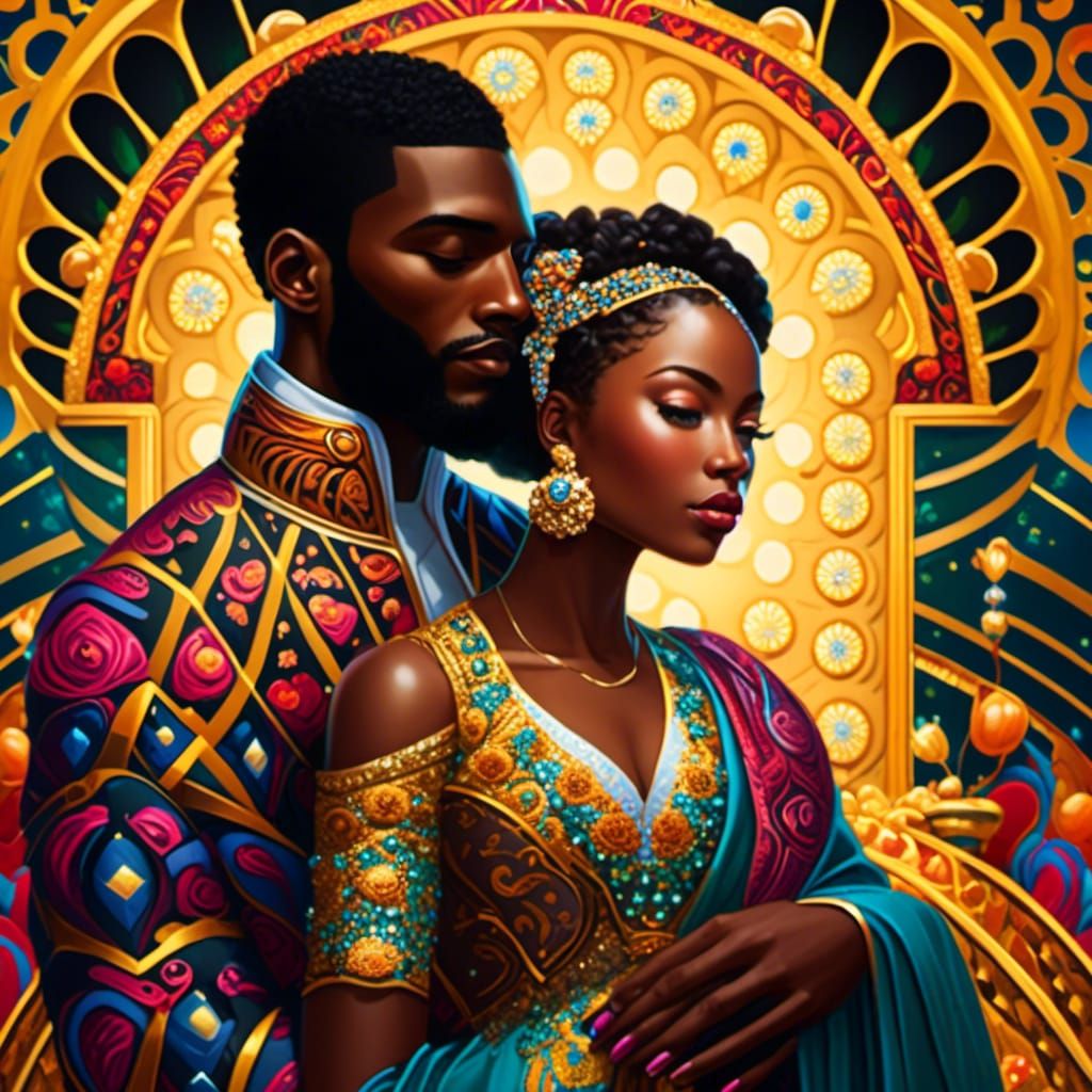 Embrace in Gold: A Gustav Klimt Inspired Portrait