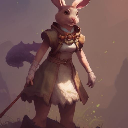 Rabbit Mother Adventurer in Detailed Digital Painting