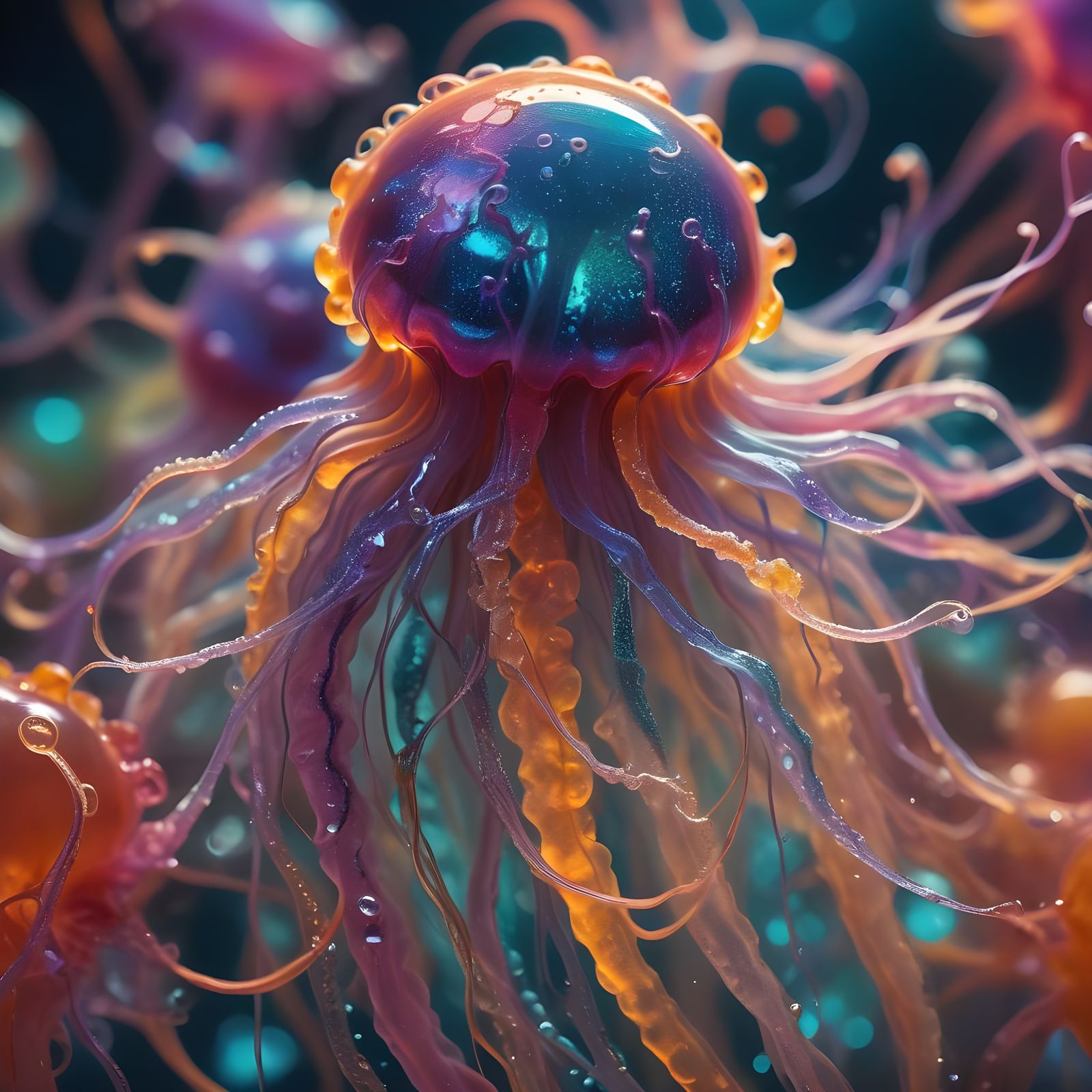 Cyberpunk Organisms: Neon Astral Cosmic Illustration