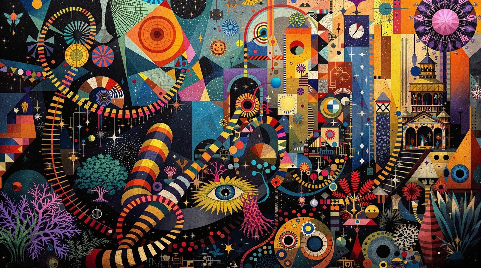 Surrealistic Mosaic of Geometric Forms