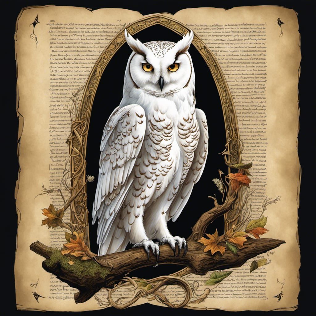 Great White Owl: Witch's Familiar Illustration