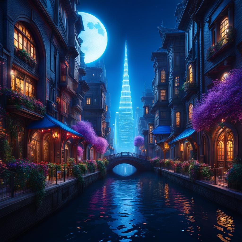 Blue Eye Over City: Detailed Matte Painting