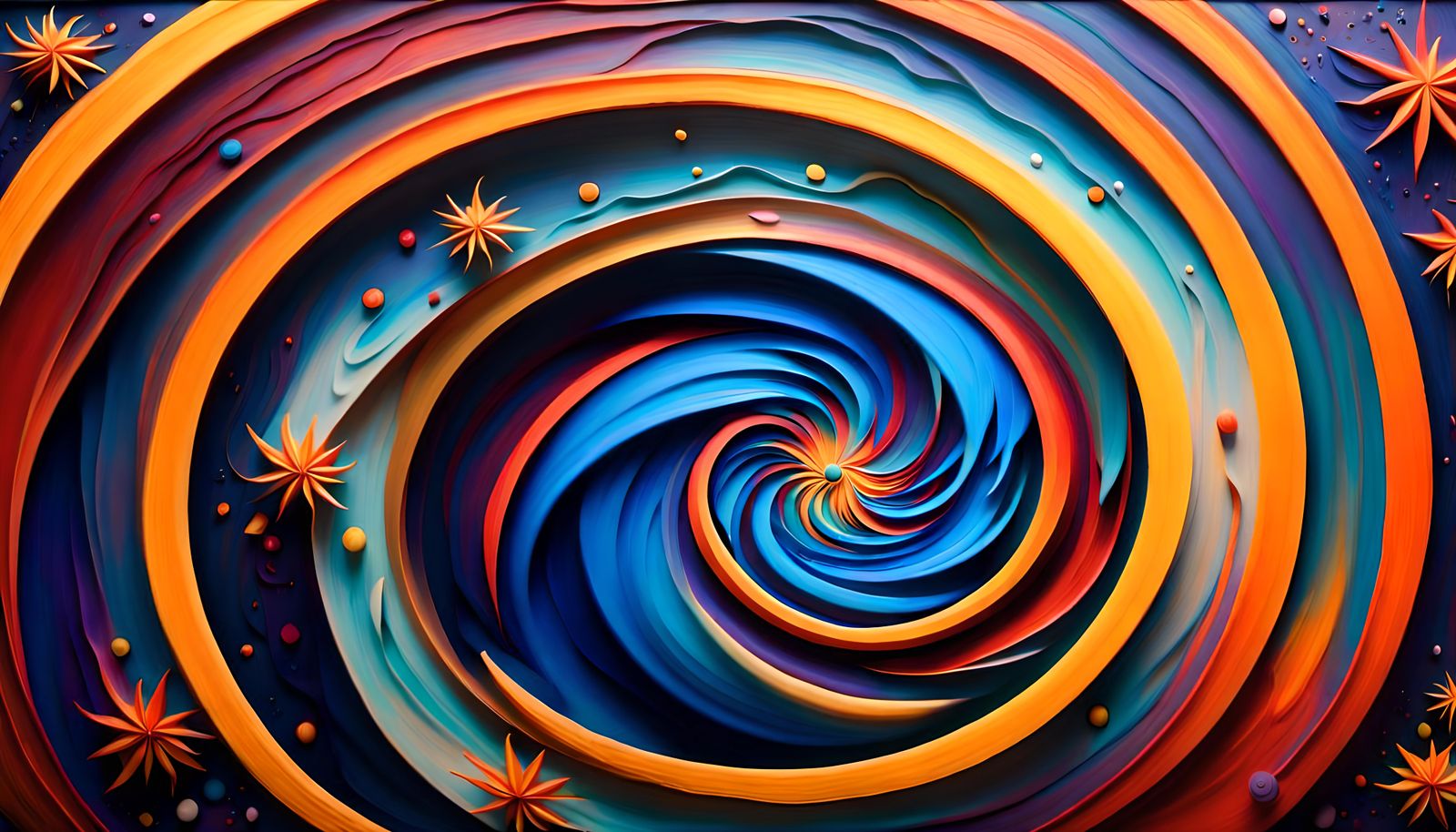 Vortex Star-Flower in Impasto Oil Paint