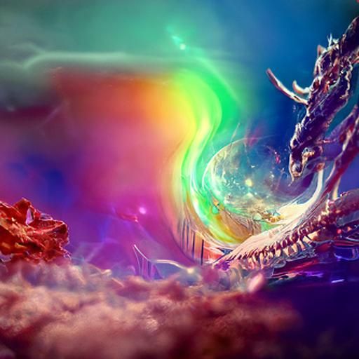 Cosmic Rainbow Dragon in Astral Illustration