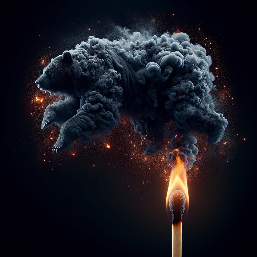 Smoke Bear Erupts from Blazing Matchstick in Fiery Spectacle