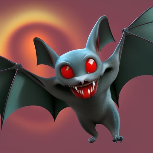 Pixar Style Vampire Bat 3D Digital Art