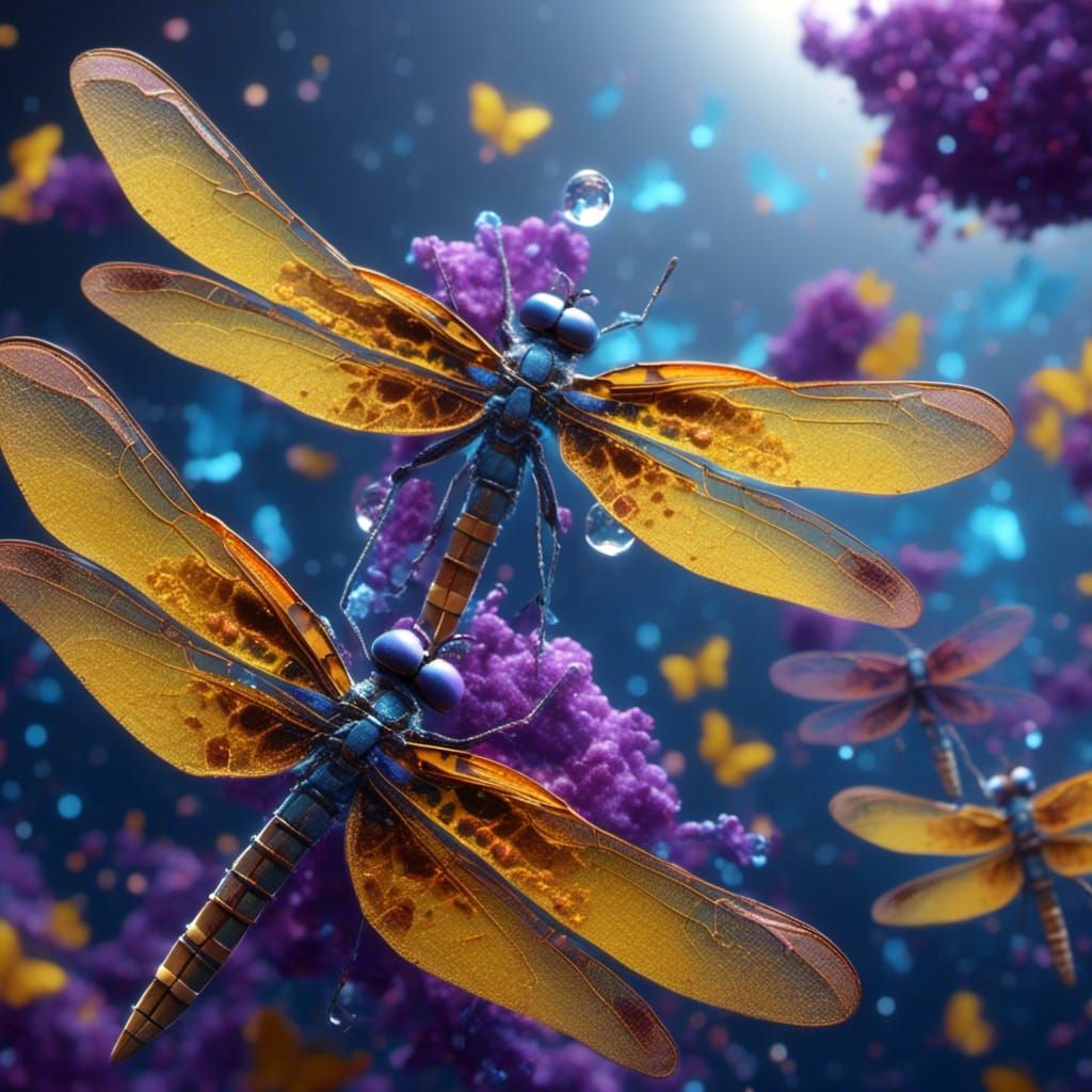 Miniature Dragonflies Attack Butterflies in Hyperrealistic F...