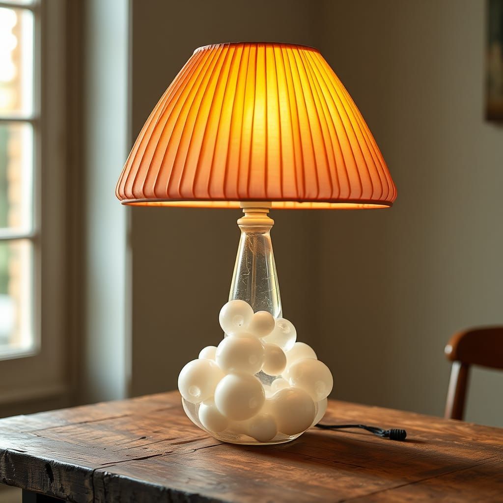 Whimsical Rainbow Lamp on Rustic Wooden Table