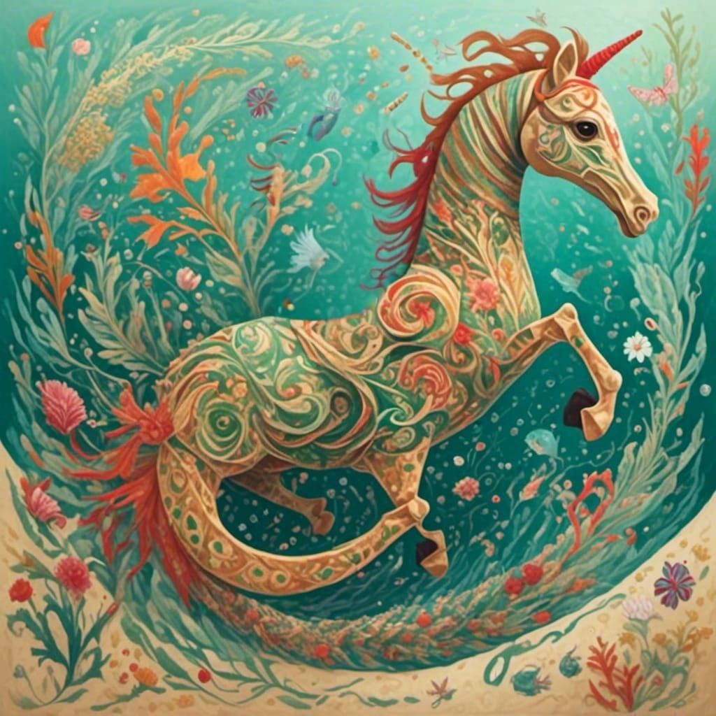 Seahorse Race: Stylized Digital Art