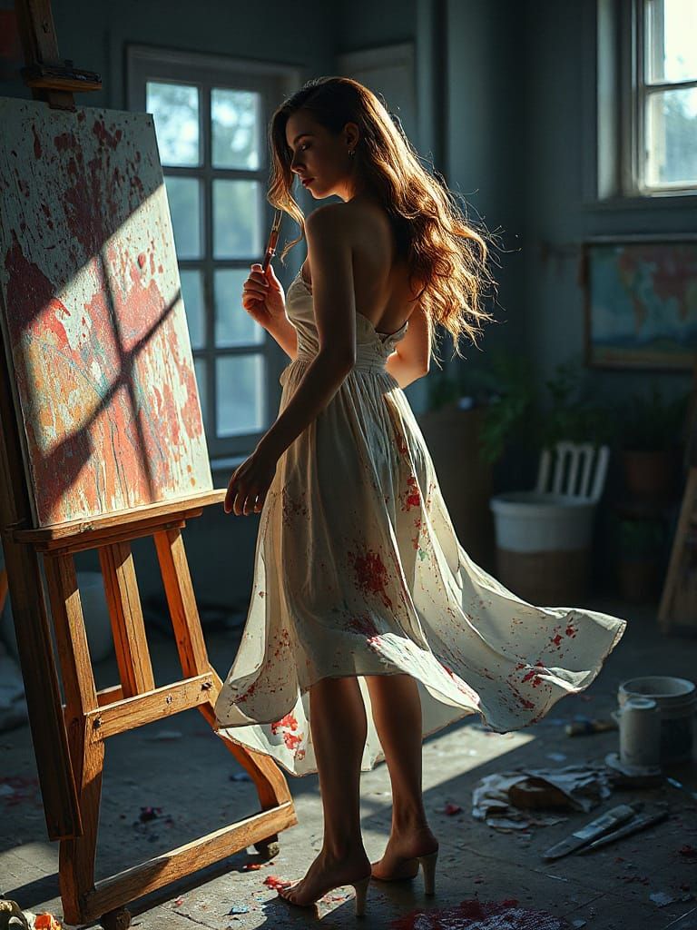 Artist Envisions Epic Oil Painting in Cinematic Studio Setti...