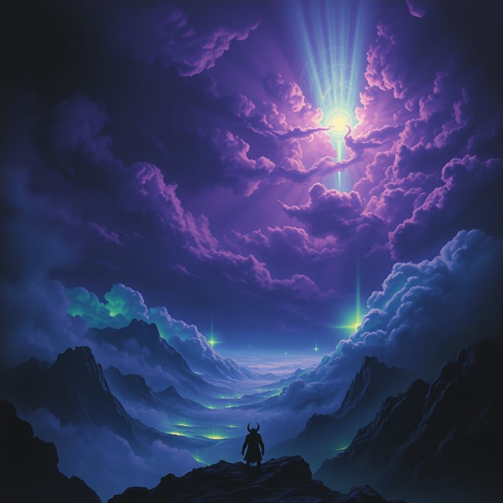 Dreamlike Cosmic Landscape in Dark Fantasy Style