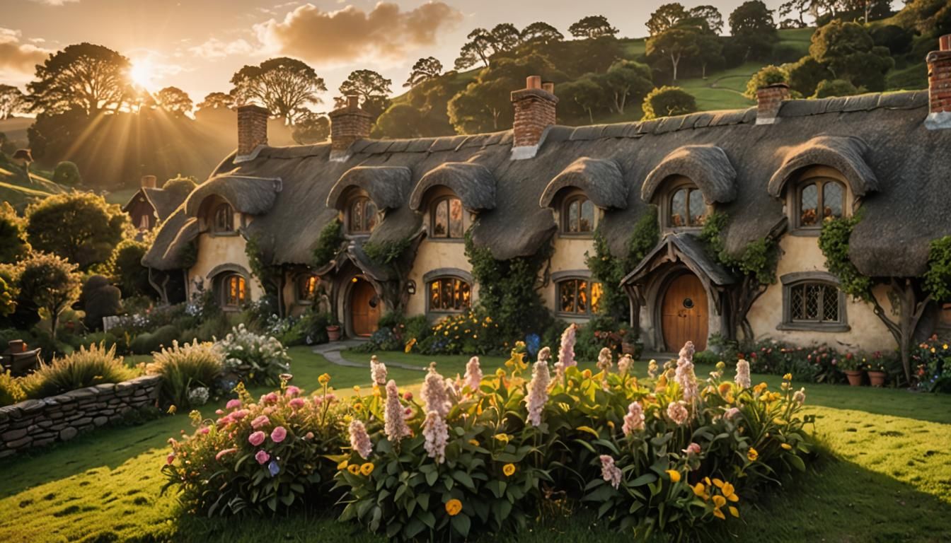 Hobbiton Inn at Golden Hour: Landscape Photography