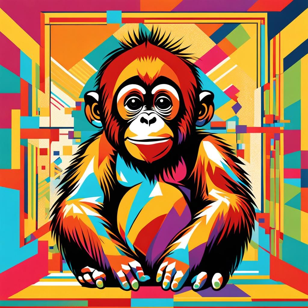 Baby Orangutan in Pop Art Style