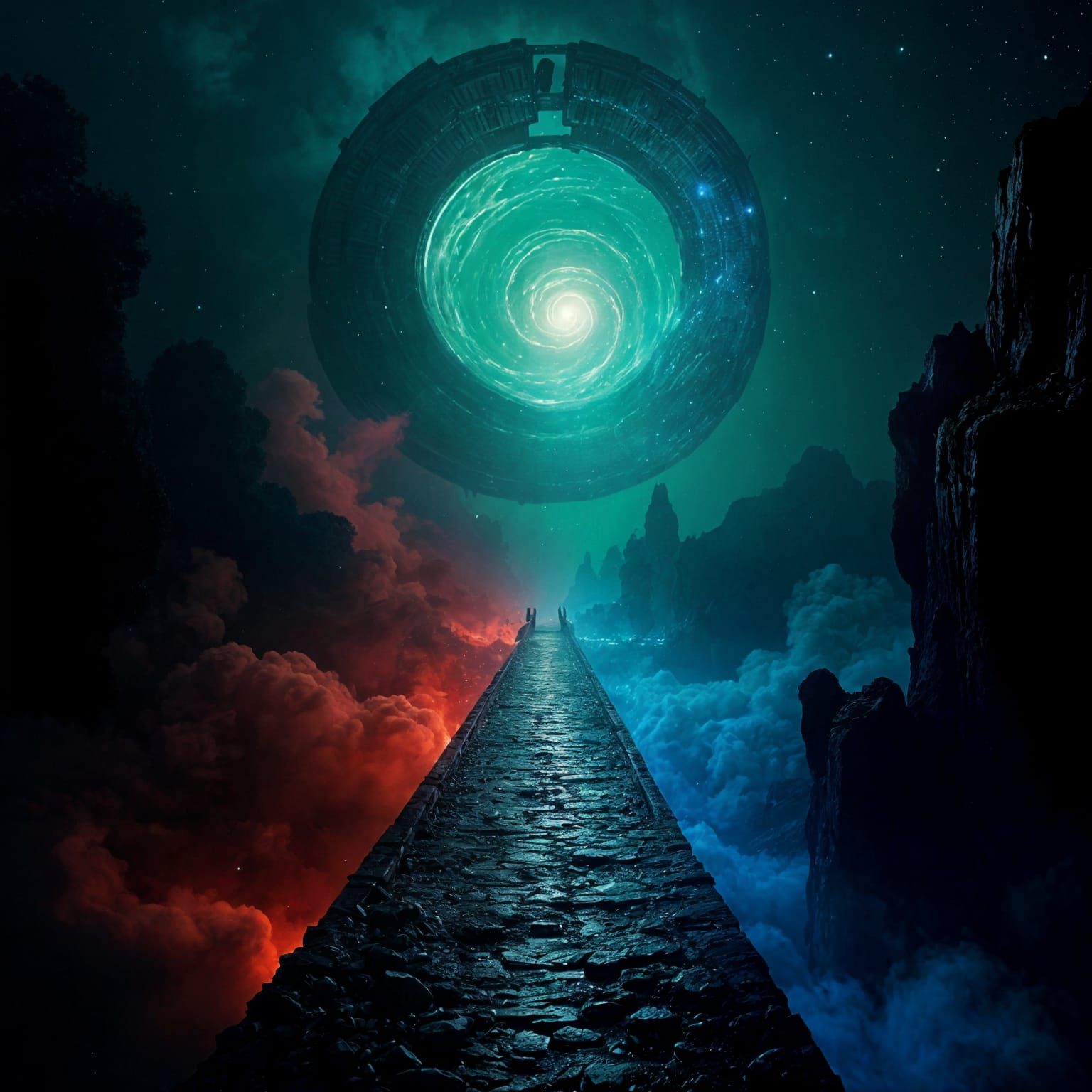 Mystical Bridge Between Darkness and Celestial Magnets