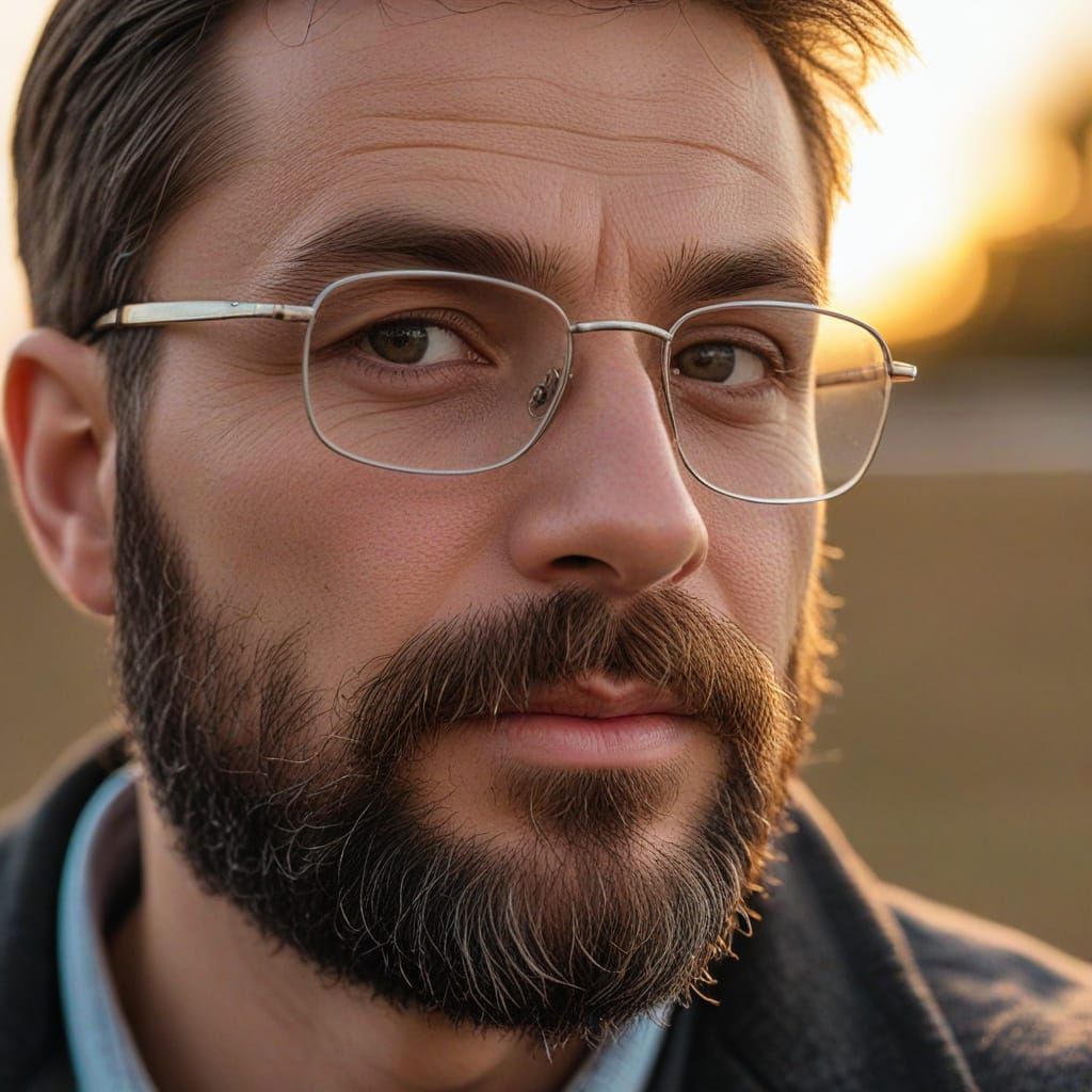 Thoughtful Gentleman at Sunset