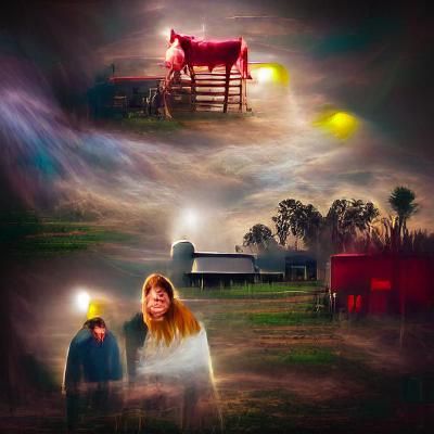Farm Siblings Photoillustration with Volumetric Lighting