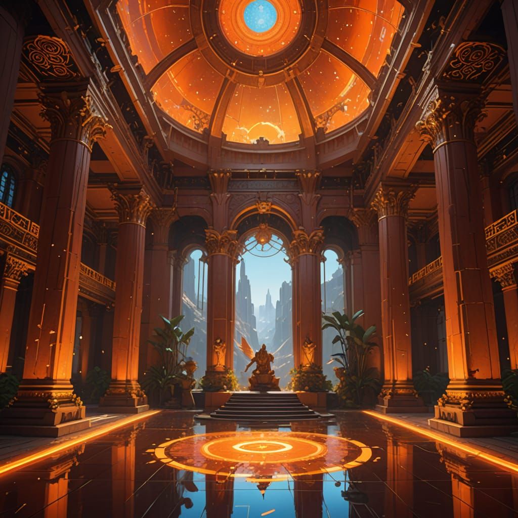 Grand Audience Hall Interior with Crown Throne