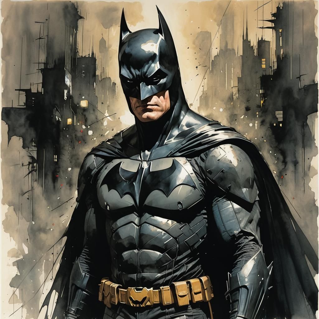 Batman in Bill Sienkiewicz Comic Style