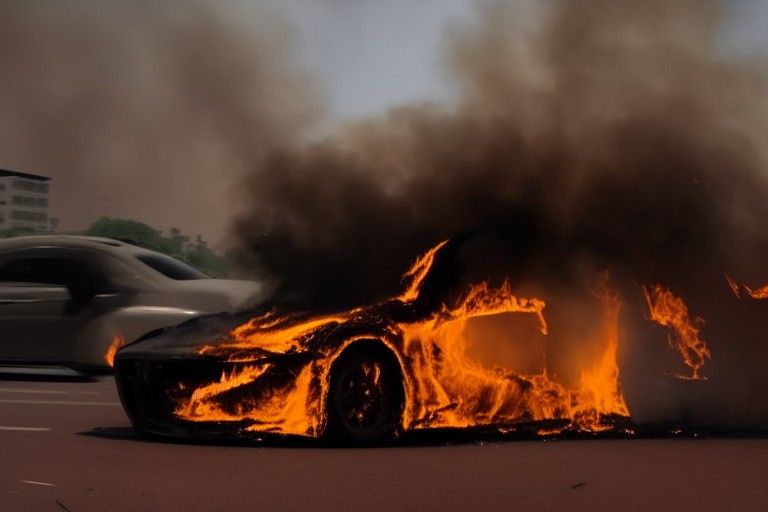 Burning City Car in 4K