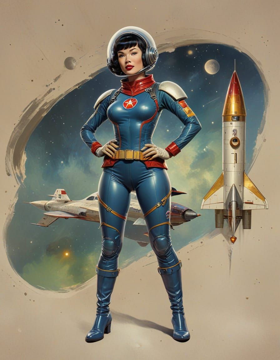 Retro Sci-Fi Space Explorer in Atompunk Style