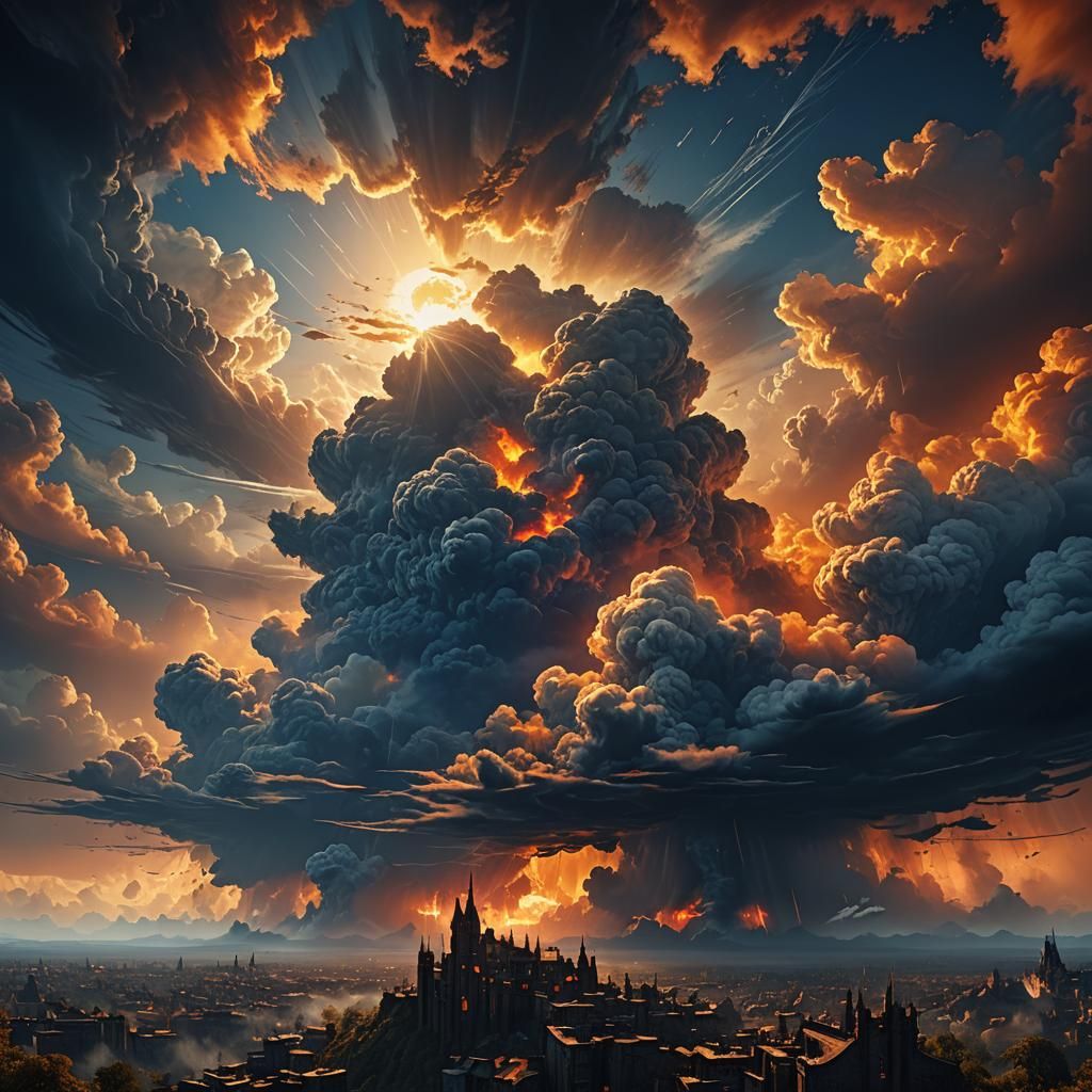 Ominous Clouds Gathering Moisture in Atmospheric Perspective