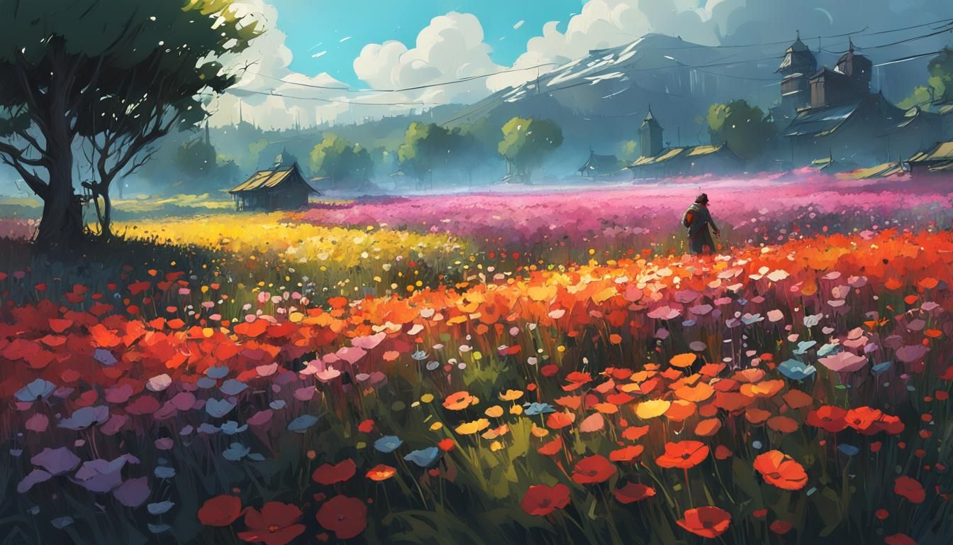 Flower Field Meets Sea Storm: A Decoupage Masterpiece