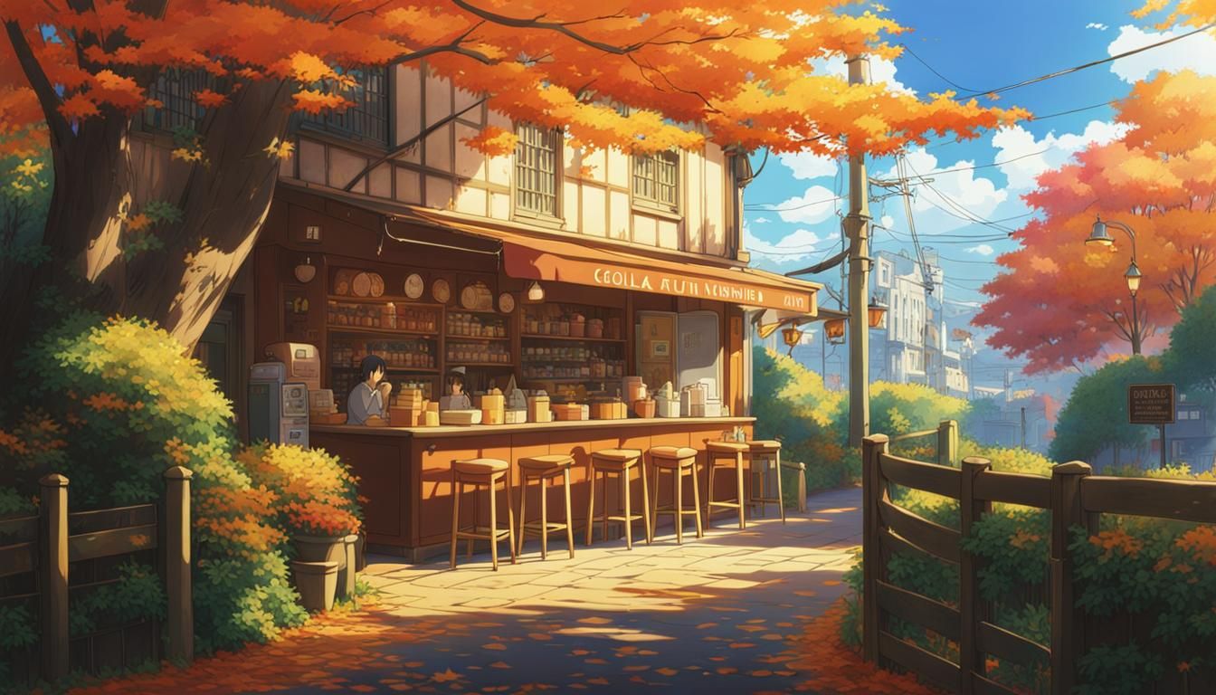 Dreamy Autumn Cafe in Studio Ghibli Style