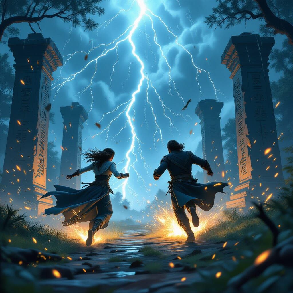 Dynamic Duo Flees Enchanted Grove in Heroic Storm