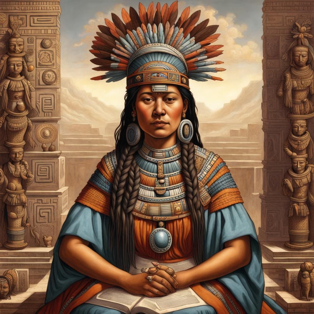 Aztec Scholar in Enlightenment Era: Detailed Image
