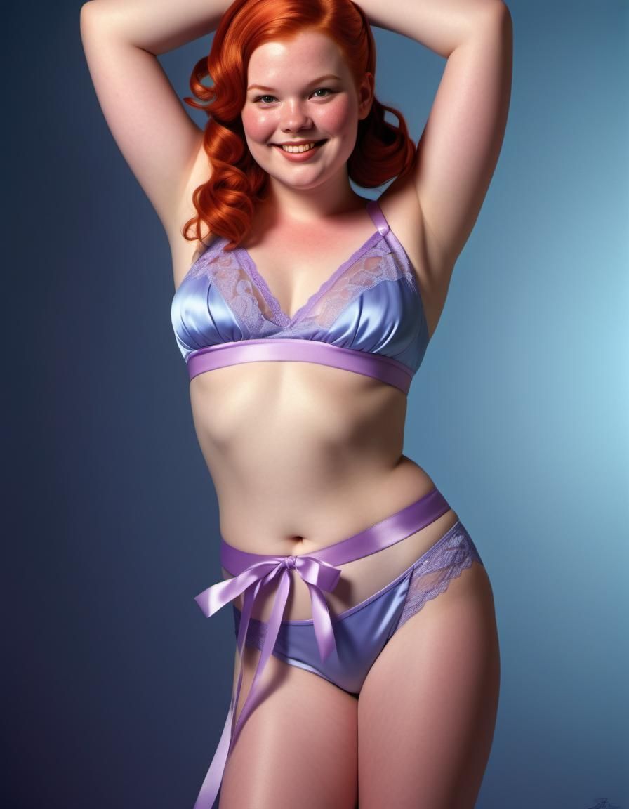 Fat Woman with Pigtails in Chiaroscuro Lighting