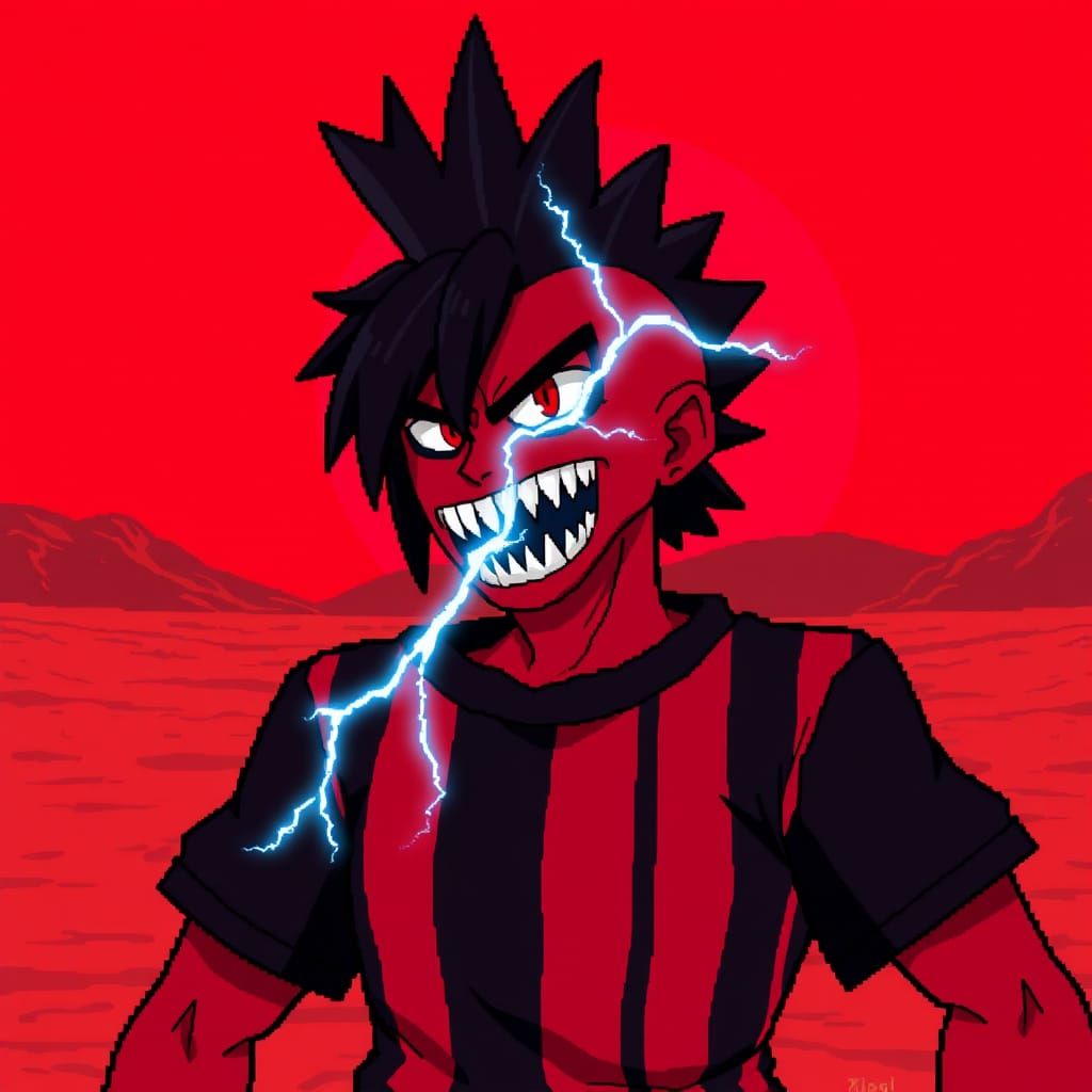 Pixel Art Anime Character in Red Desert
