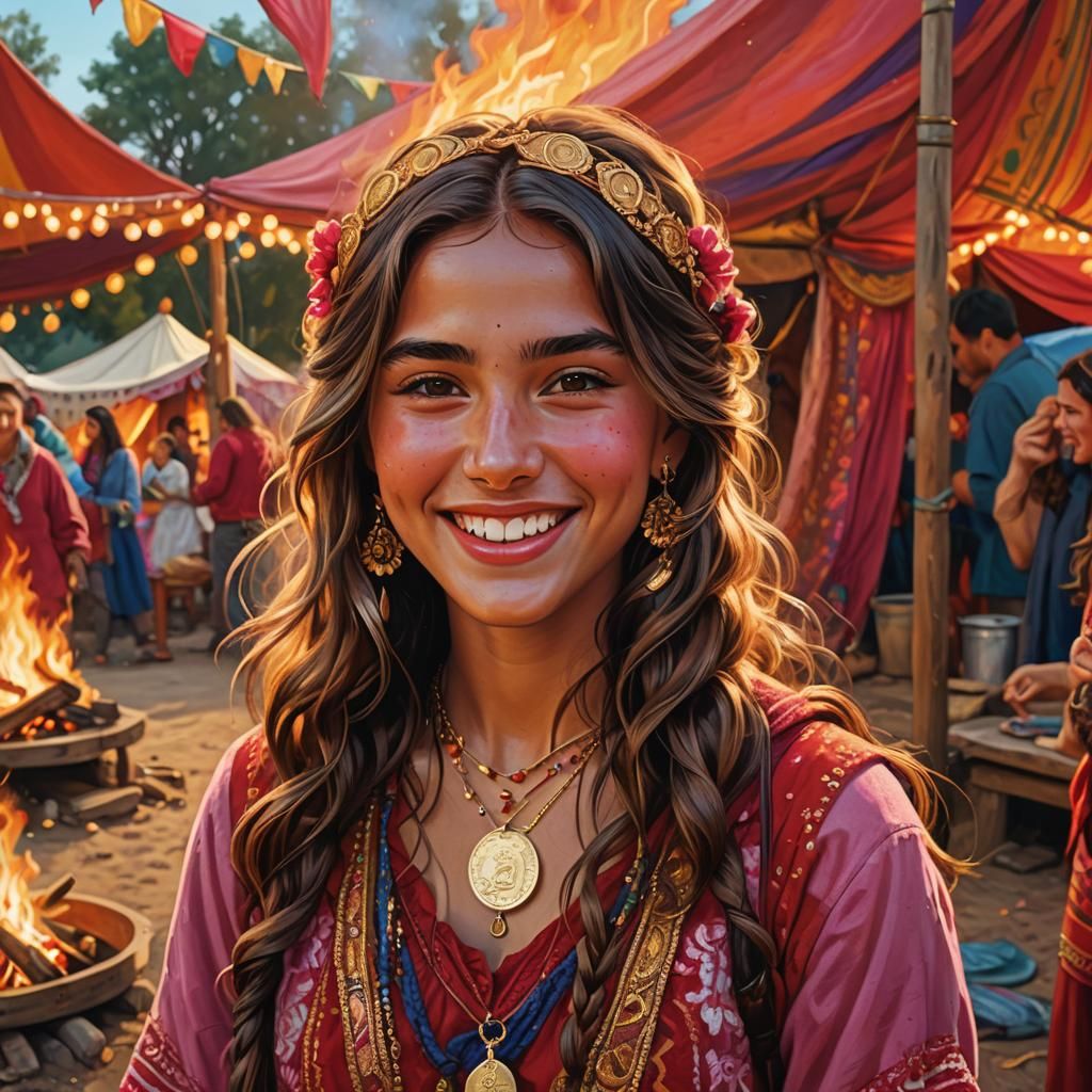 Beautiful Gypsy Woman in Traditional Dress