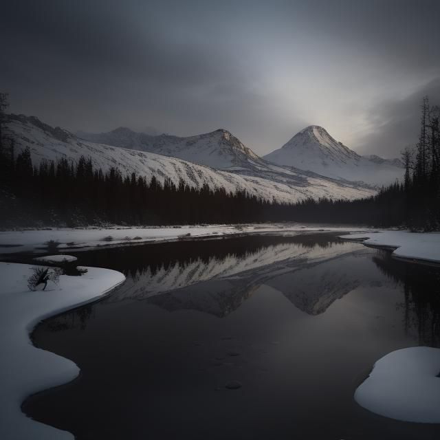 Reflective Snow Scene: New Journey Begins