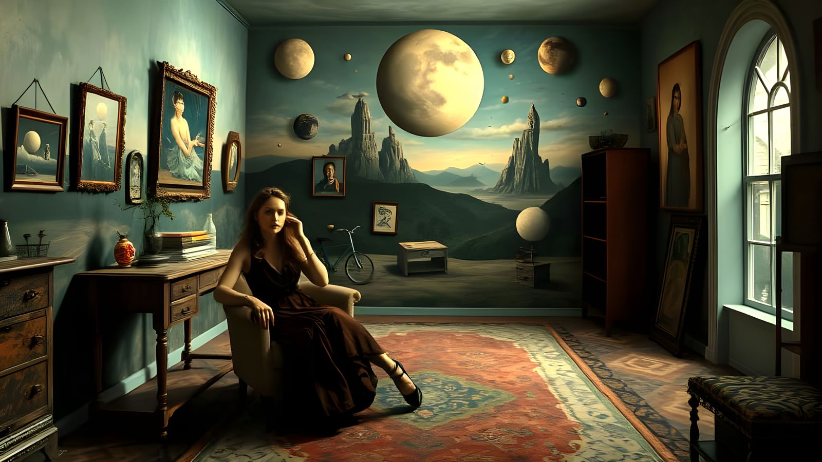 Surrealist Room Scene Inspired by Masters of Surrealism