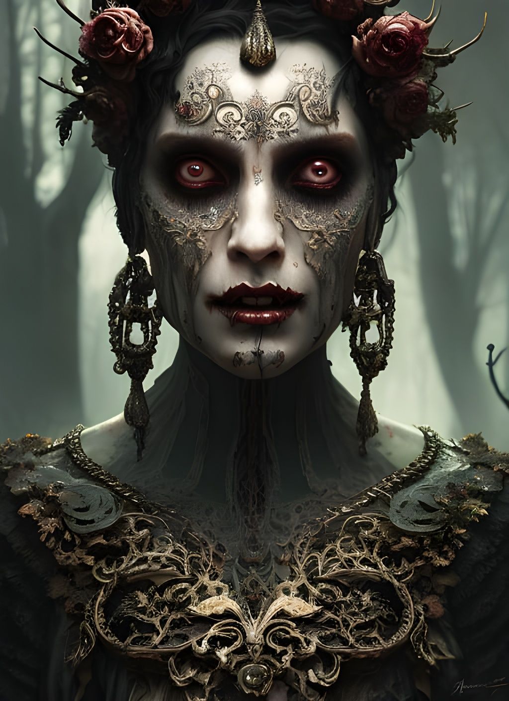 Horror Portrait of a Grave Hag in Fantasy Art Style