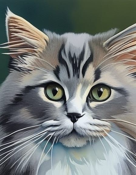 Cute Kitten in Gouache Style Impressionist Masterpiece