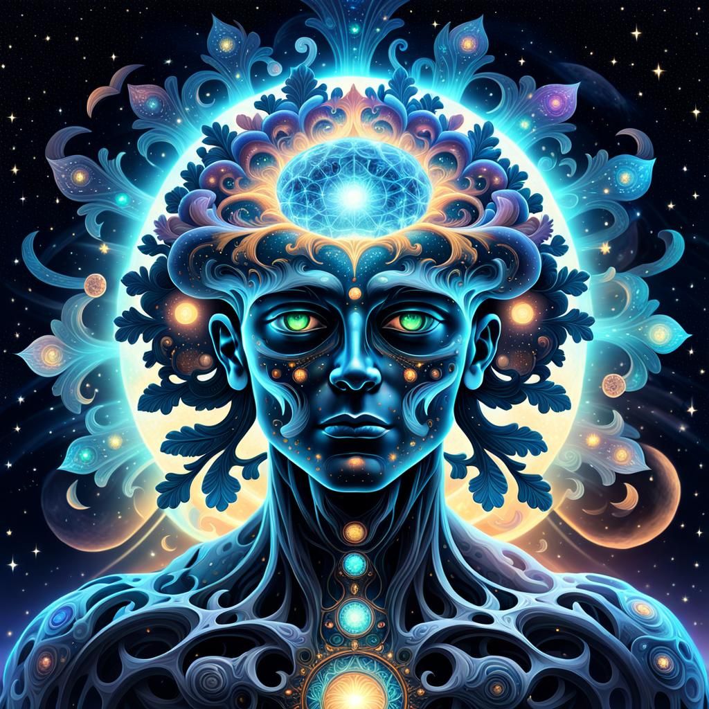 Starry Galaxy of provoking thought and different shades of emotions seen intricated inside my translucent brain merging ...