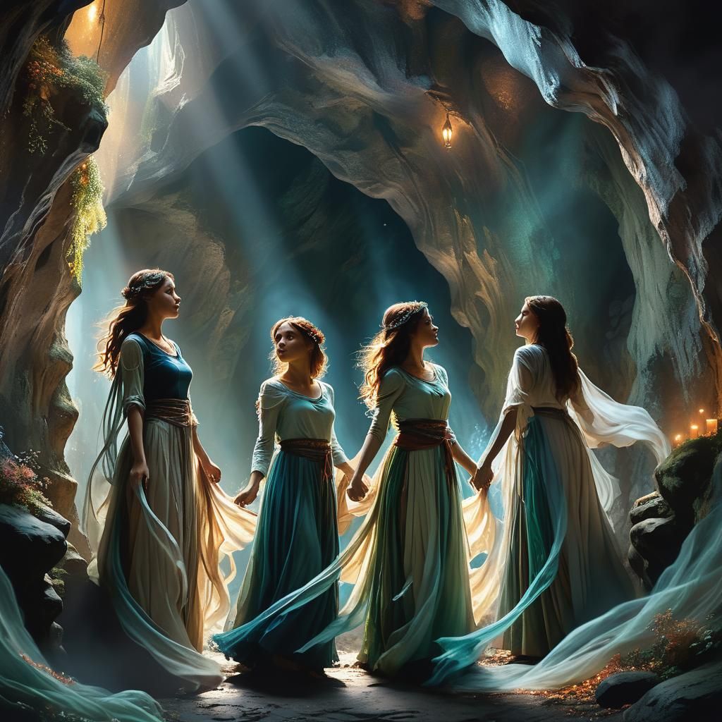 Mythical Cave Scene in Astral Colors